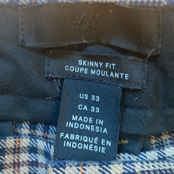 H&M Brown Plaid Skinny Pants. EUC. 33x30 or 33x32. See measurements in pictures - Picture 3 of 5